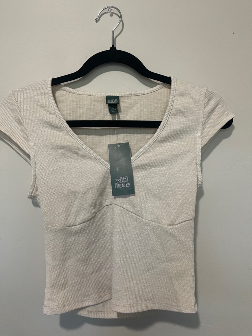 wild fable Ribbed V-Neck Short Sleeve Top New XS XXS